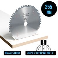 Пильный диск 255х2,5/1,8х30 Z60 ATB 0° Millcut 255060