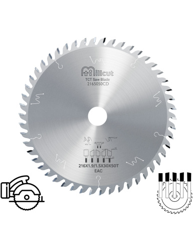Пильный диск Millcut 2165050CD 216x1.9/1.5x30 мм 50 зубьев для аккумуляторных торцевых пил фото 2