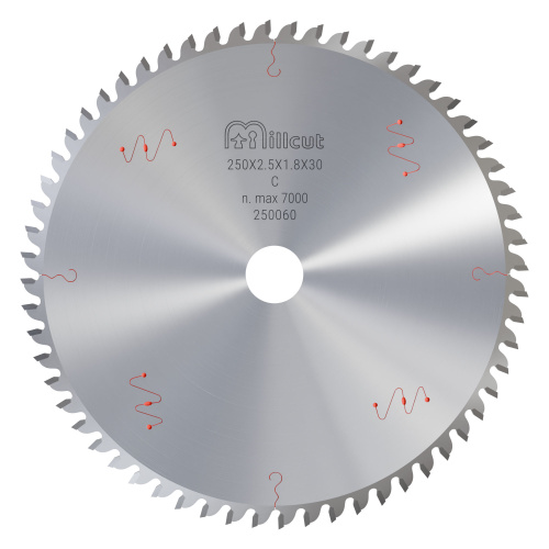 Пильный диск 250х2,5/1,8х30 Z60 ATB 0° Millcut 250060 фото 2