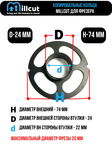 Копировальная втулка Макита 24 мм 7424