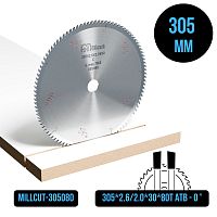 Пильный диск 305х2,6/2,0х30 Z80 ATB 0° Millcut 305080