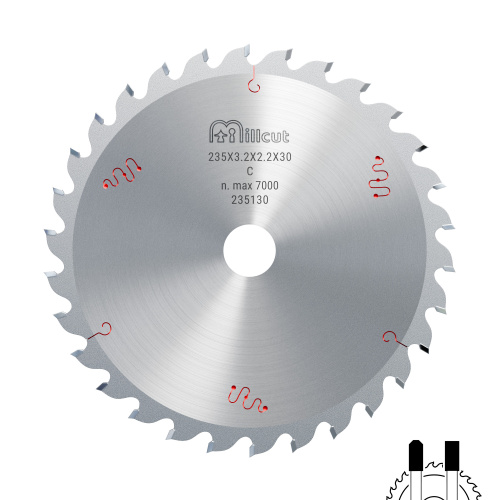 Пильный диск 225х2,5/1,8х30 Z60 ATB 0° Millcut 225060 фото 3