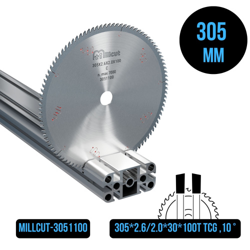 Пильный диск 305х2,6/2,0х30 Z80 TCG 10° Millcut 3051100