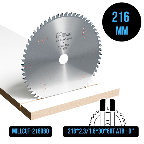 Пильный диск 216х2,3/1,6х30 Z60 ATB 0° Millcut 216060